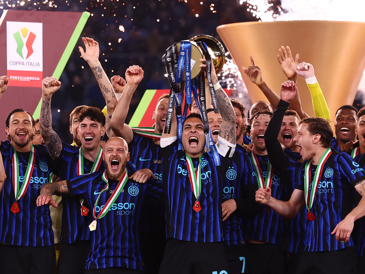 Inter have now lifted the Italian Cup trophy ten times in club history. Photo: Reuters