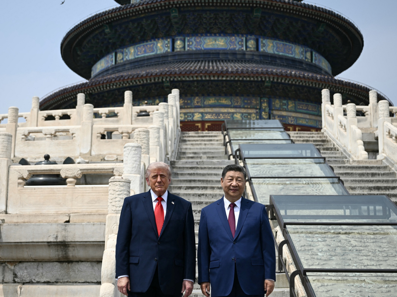 Presidents Xi and Trump visit the Temple of Heaven. Photo: Reuters