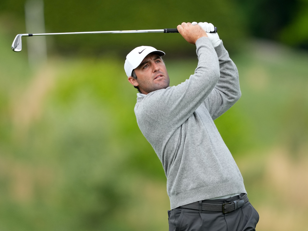 World number one Scottie Scheffler finished with a three-under par 67 to begin the second of four men's major golf championships. Photo: Reuters