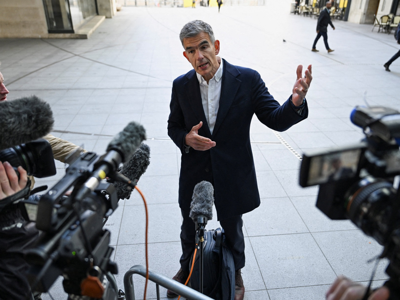 Matt Brittin speaks to the media as he arrives for his first day at Broadcasting House in London. Photo: Reuters