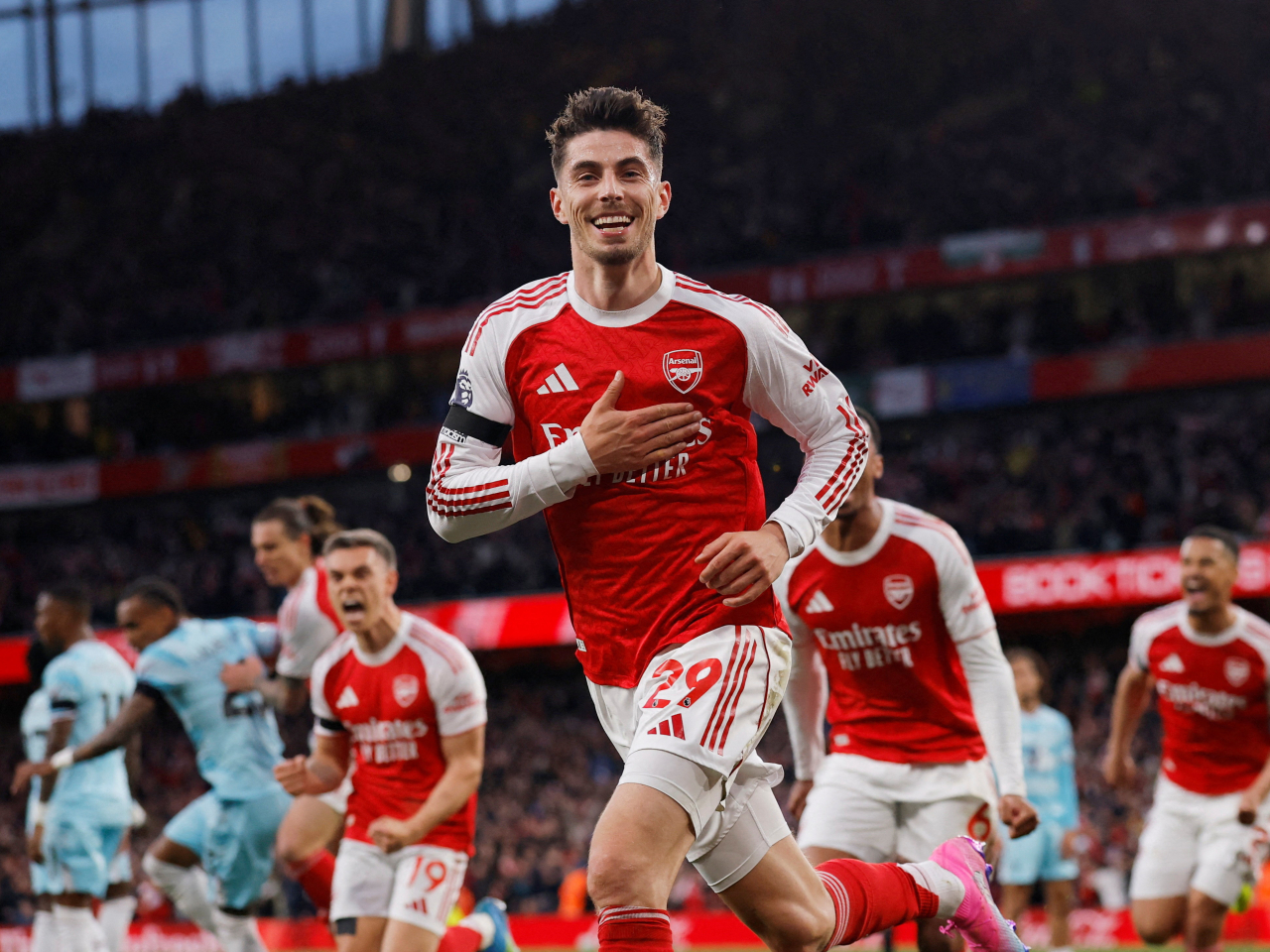 Kai Havertz scored the only goal of the match against Burnley to move the Gunners a single win away from the title. Photo: Reuters