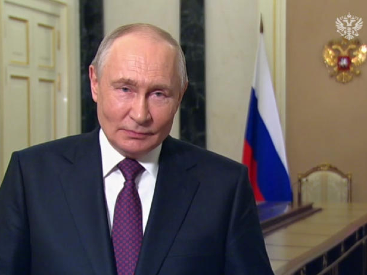 Russian President Vladimir Putin said in a video address that relations between Moscow and Beijing have reached a "truly unprecedented level". Photo courtesy of the Kremlin