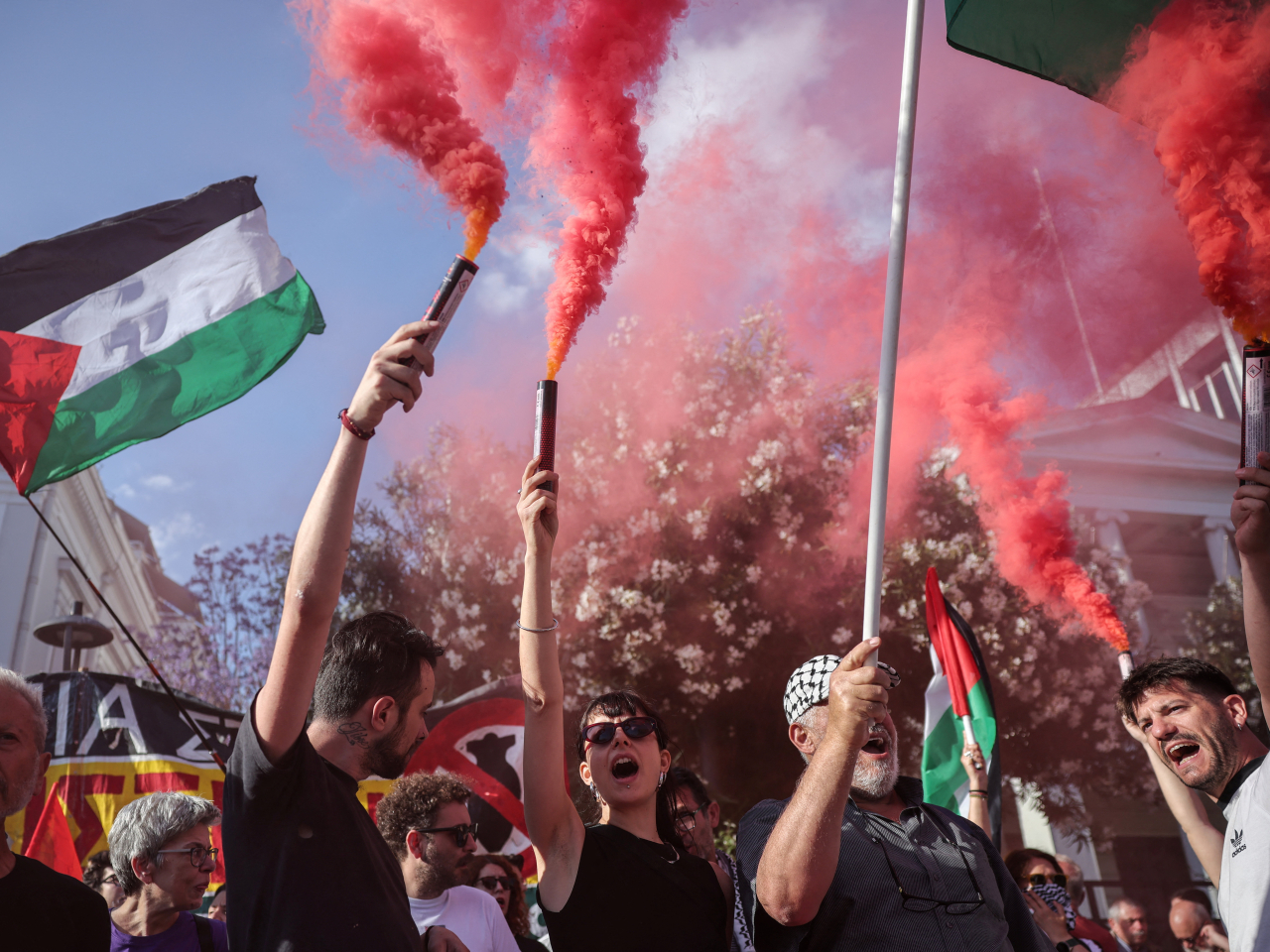 An Israeli minister has sparked widespread condemnation by posting a video showing the detained activists with their hands tied and foreheads on the ground. File photo: Reuters