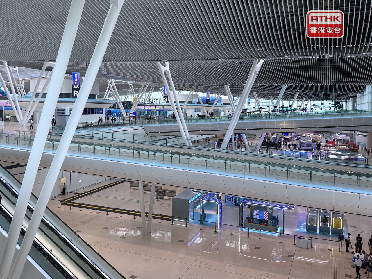 機場二號客運大樓離港設施下周三啟用，15間航空公司將陸續進駐。（陳曉筠攝）