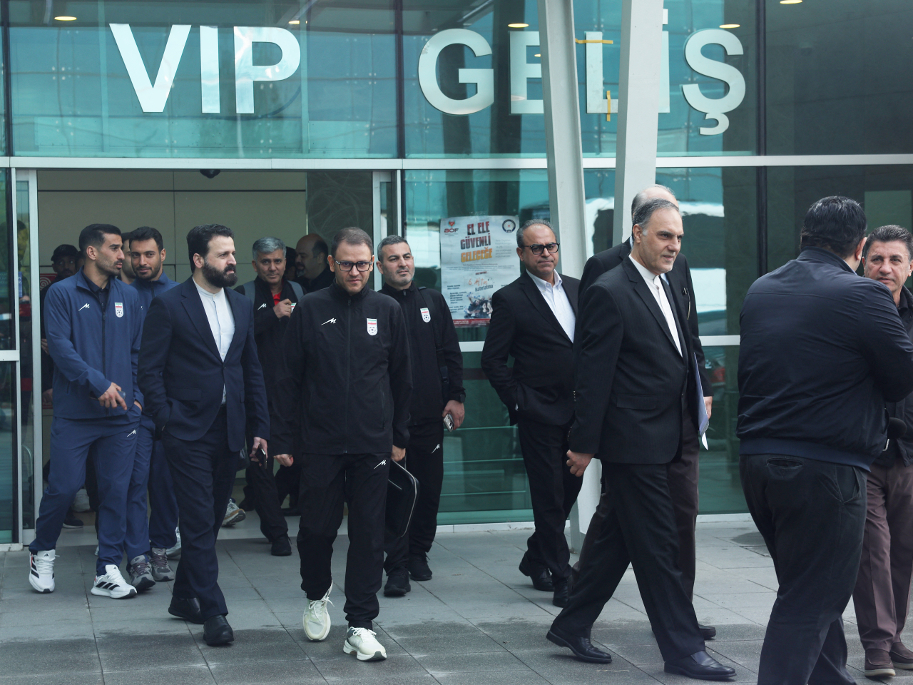 Iran players and staff in Ankara for visa procedures ahead of the World Cup. Iran says the team will be based in Mexico which makes it easier to get round US restrictions. Photo: Reuters