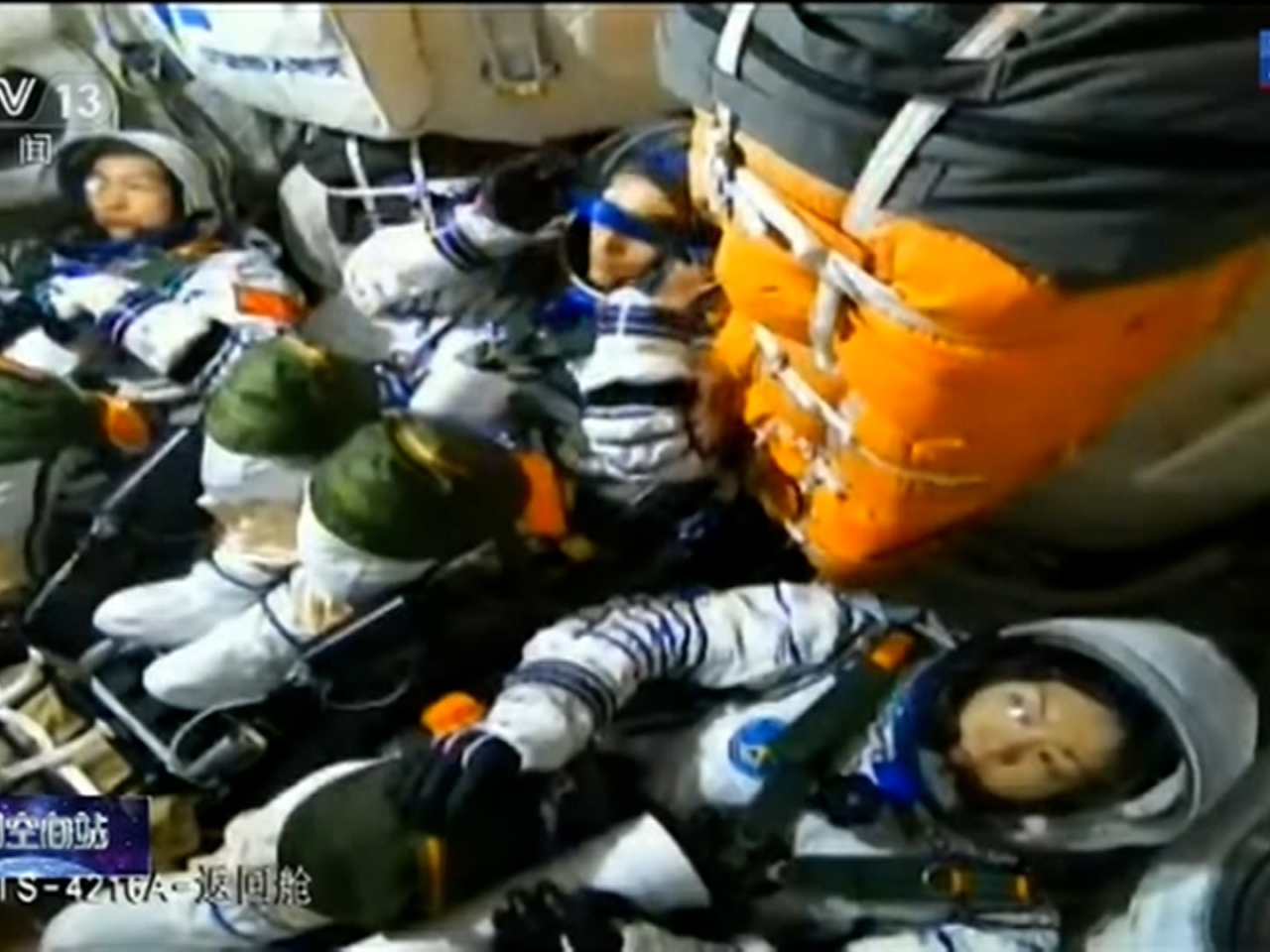 Astronauts Zhu Yangzhu, Zhang Zhiyuan and Lai Ka-ying are members of the Shenzhou-23 crew. Photo: CCTV