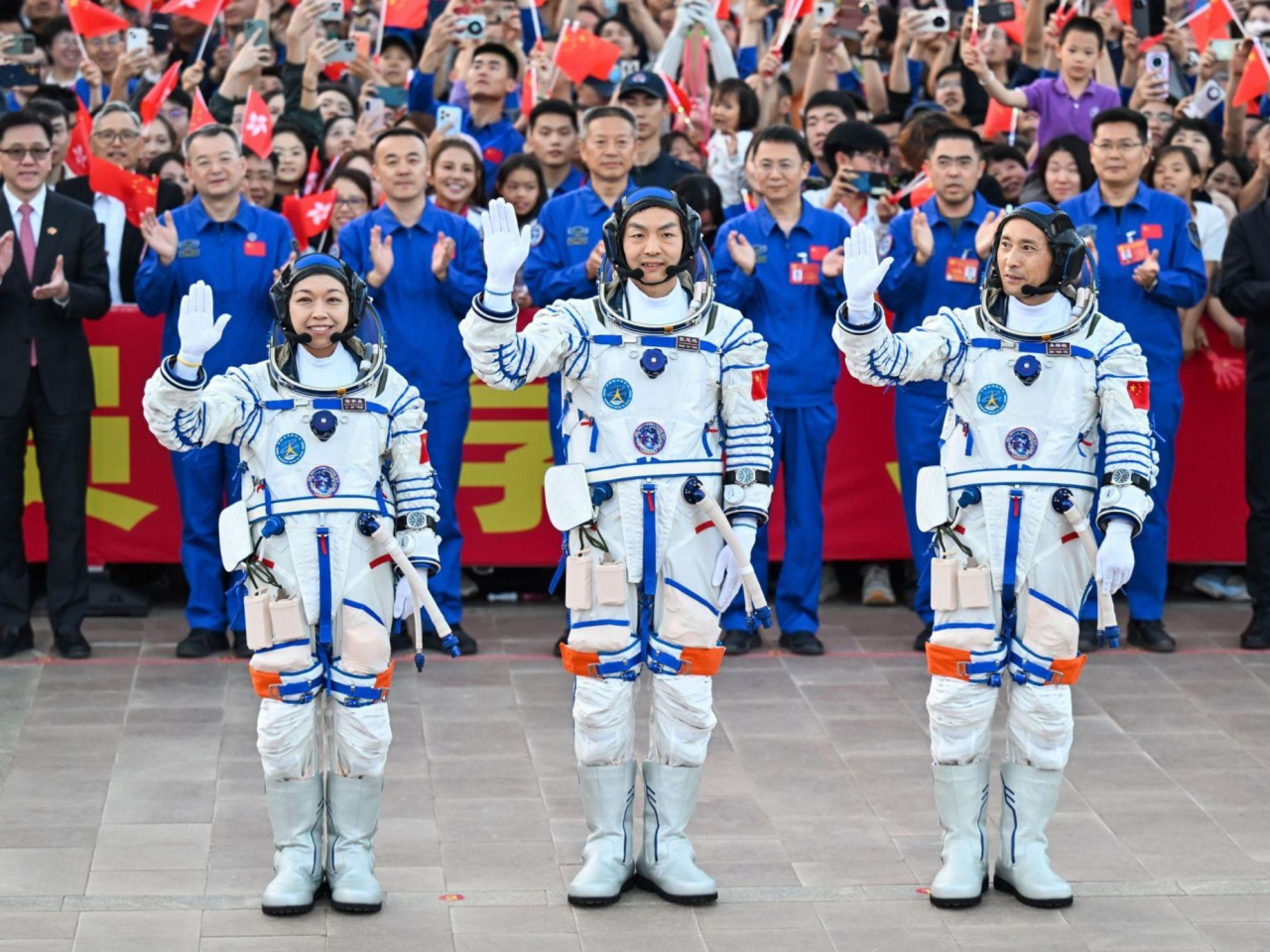 John Lee calls the mission hugely significant for being the 15th Five-Year Plan period's first manned space flight. Photo: Government Information Services
