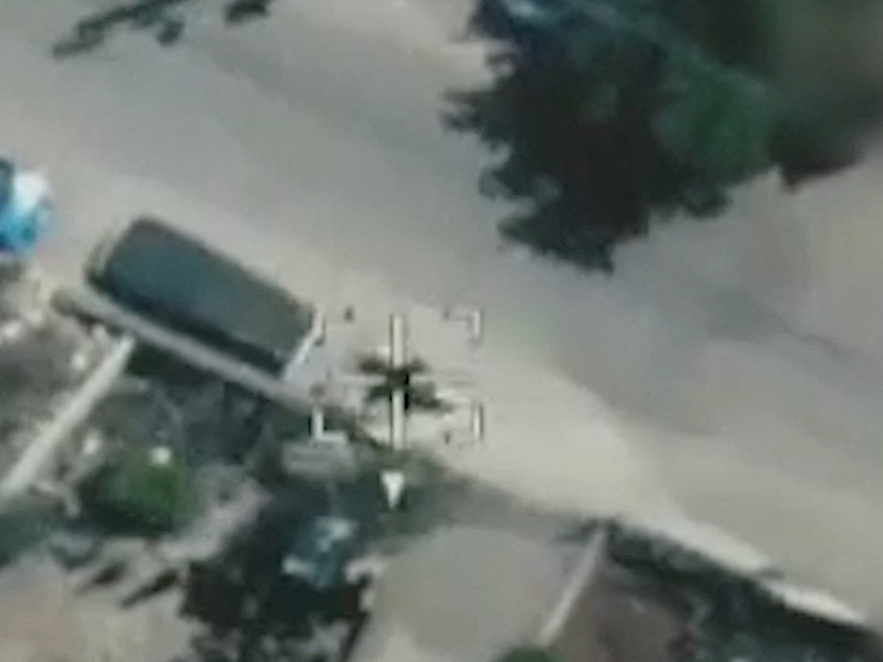 The Israeli military released a handout video that it says shows a Hezbollah target moments before being hit by an Israeli airstrike in southern Lebanon.  Screengrab: handout via Reuters