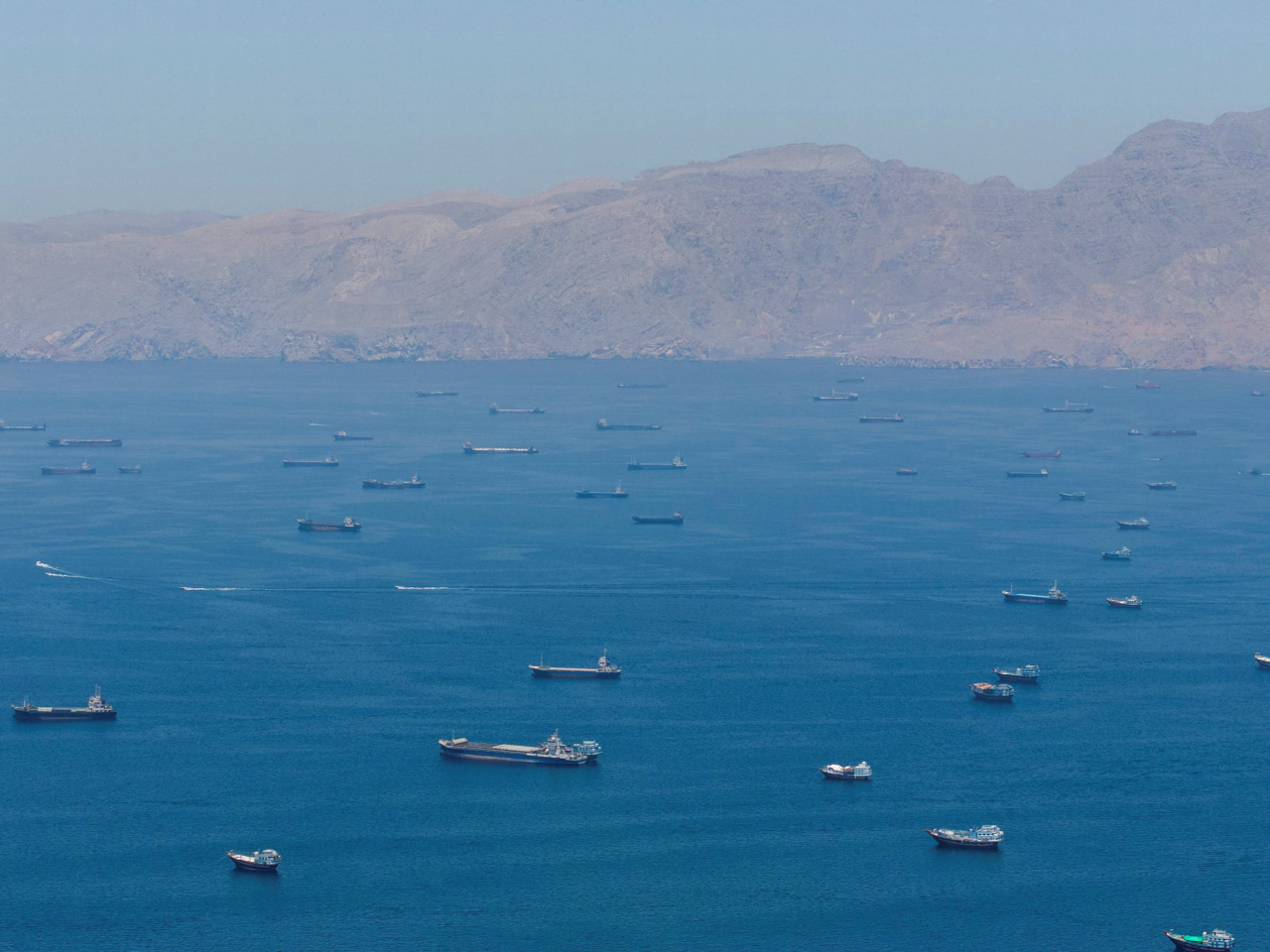 Vessels are anchored in the Strait of Hormuz. File photo: Reuters