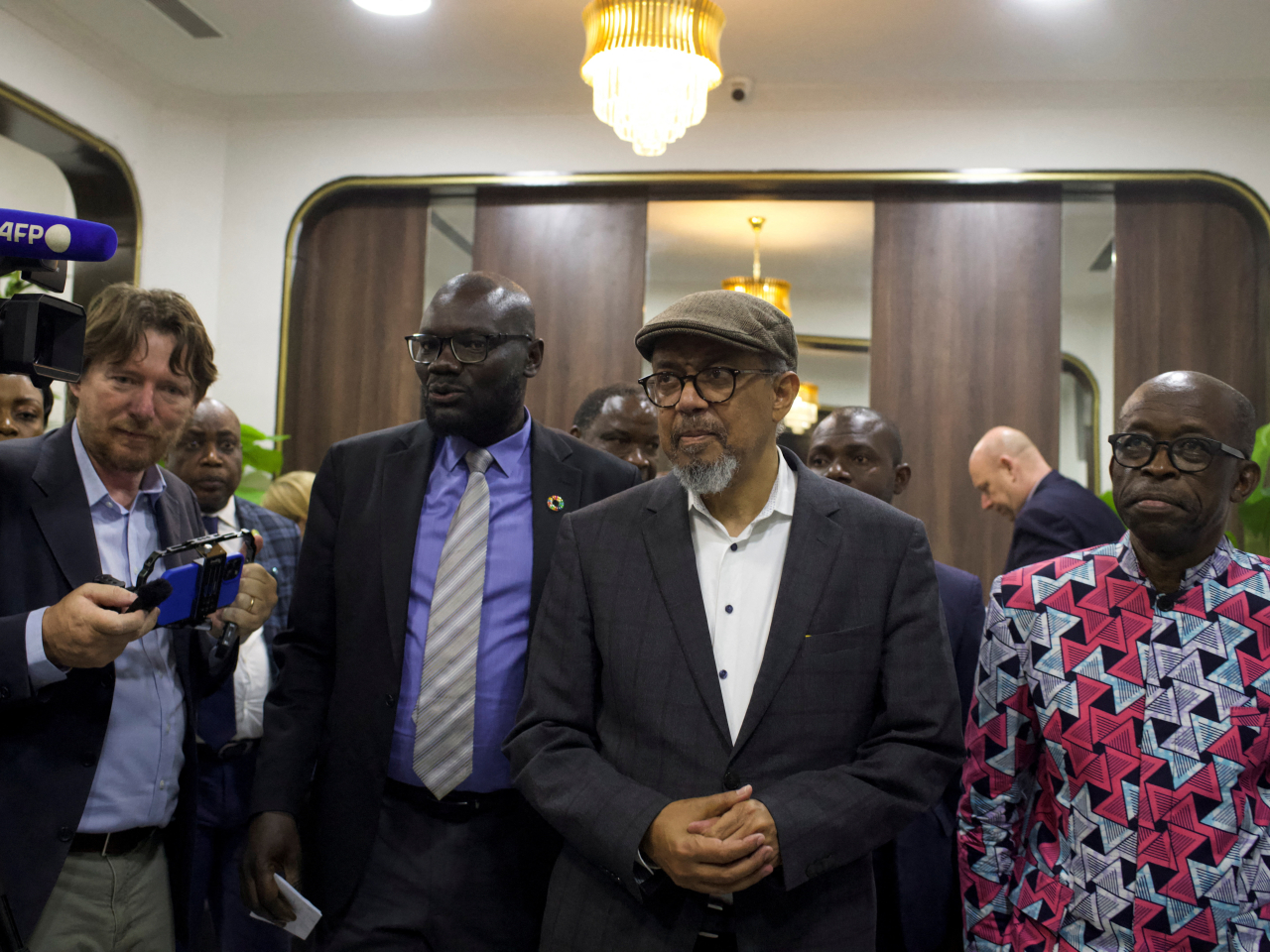 Tedros Adhanom Ghebreyesus arrives at N'djili International Airport in Kinshasa. Photo: Reuters