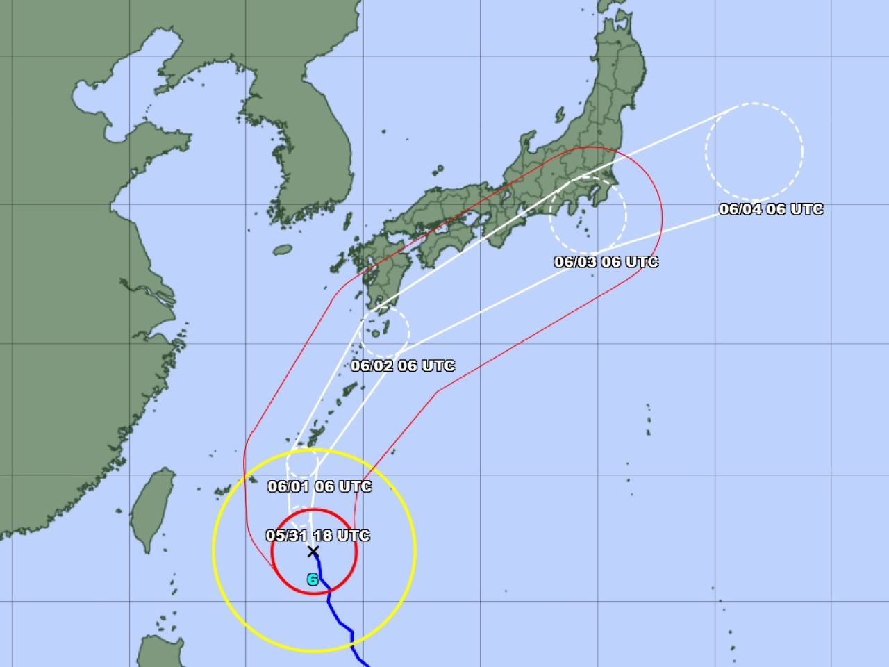 颱風薔薇預計明日吹襲日本沖繩縣，帶來狂風暴雨。(日本氣象廳網站截圖)