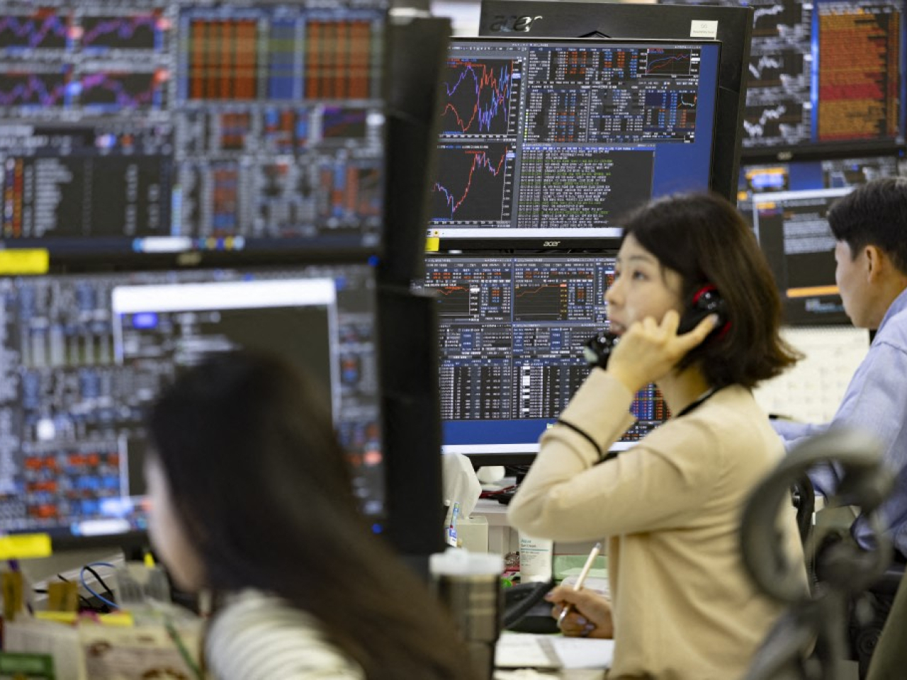 韓股再破頂，高收近4%。（法新社資料圖片）