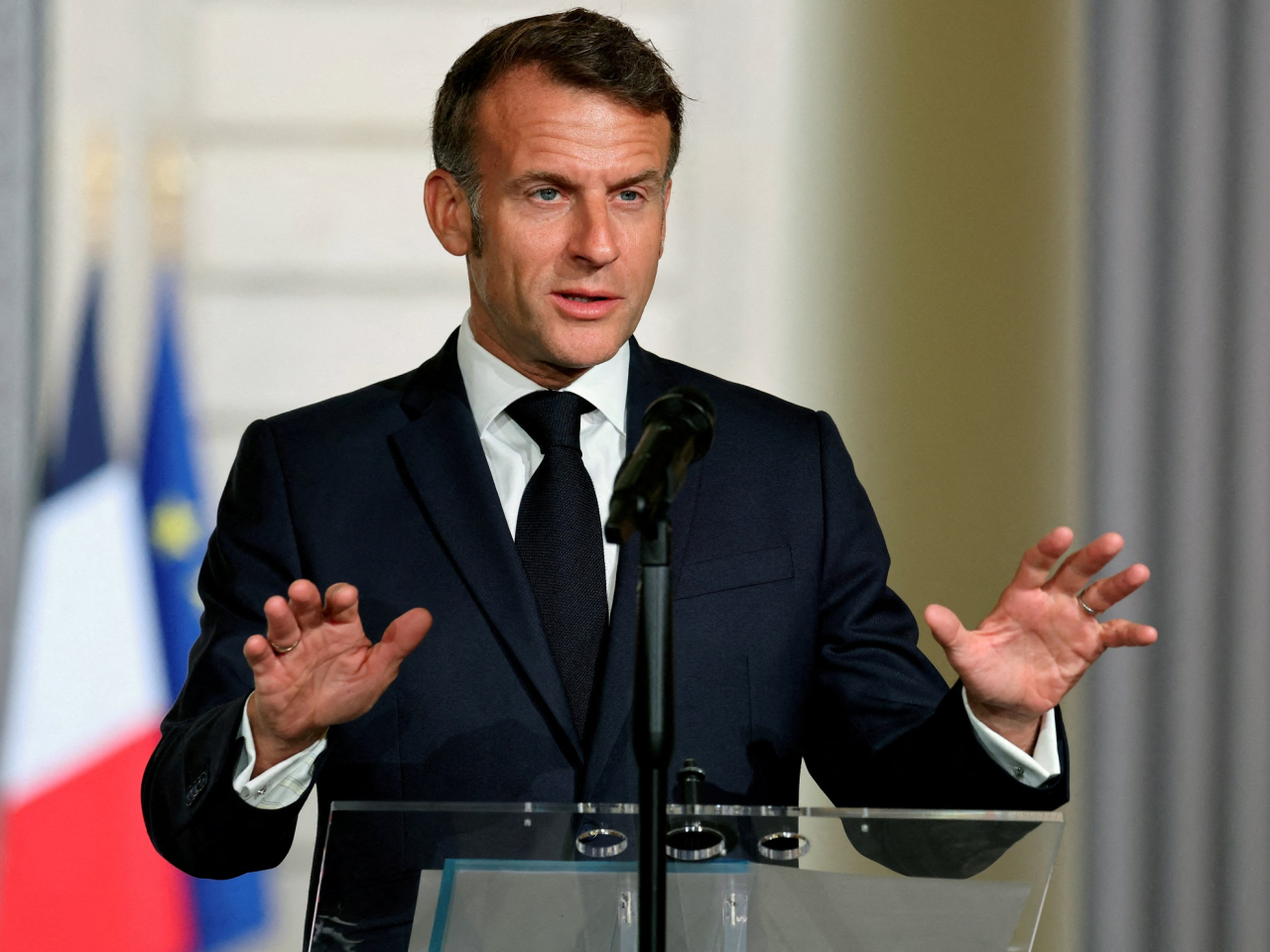 French President Emmanuel Macron says the tanker was intercepted with support from Britain. File photo: Reuters