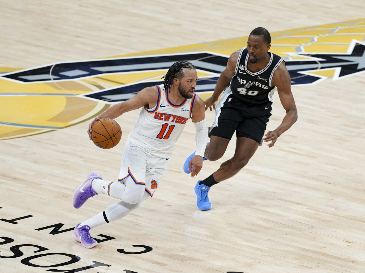 Jalen Brunson (11) overcame an early injury scare to lead New York in game one. Photo: Reuters