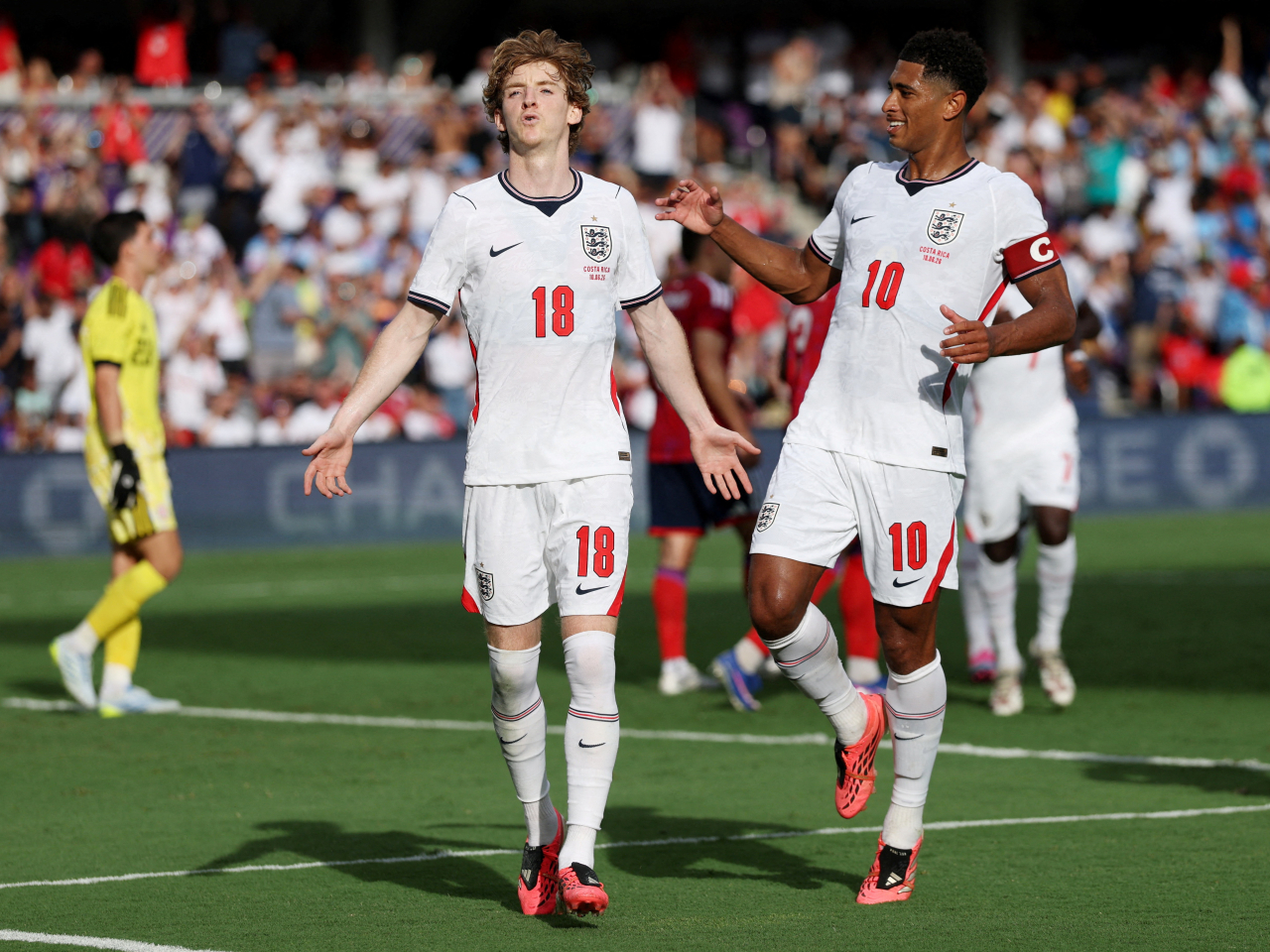 Anthony Gordon (18) was among the goal-scorers in the Three Lions' romp of Costa Rica. Photo: Reuters