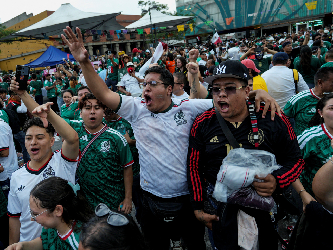 Jubilant crowds outside Mexico City's Azteca Stadium erupted in celebration after the win. Photo: Reuters