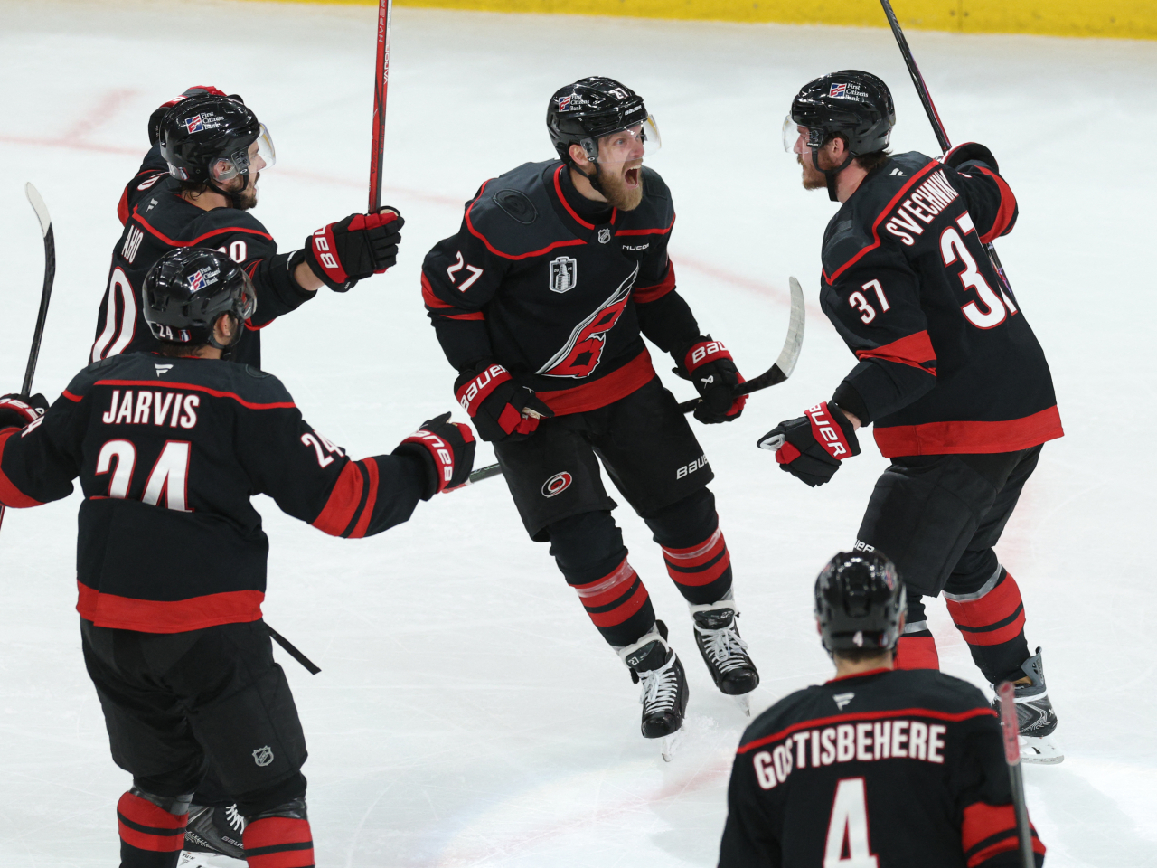 Carolina's game five victory puts them on the verge of clinching their second title in franchise history. Photo: Reuters
