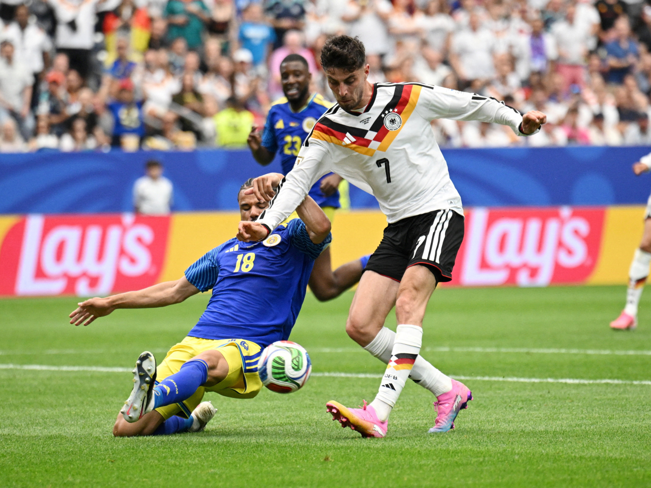 Kai Havertz scored twice for Germany against Curacao, who are the smallest nation to ever qualify for the showpiece tournament. Photo: Reuters