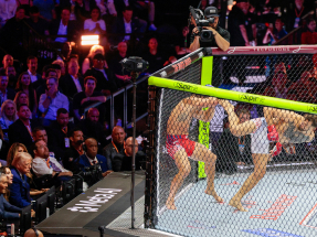 Trump gets his kicks in UFC first for 80th birthday