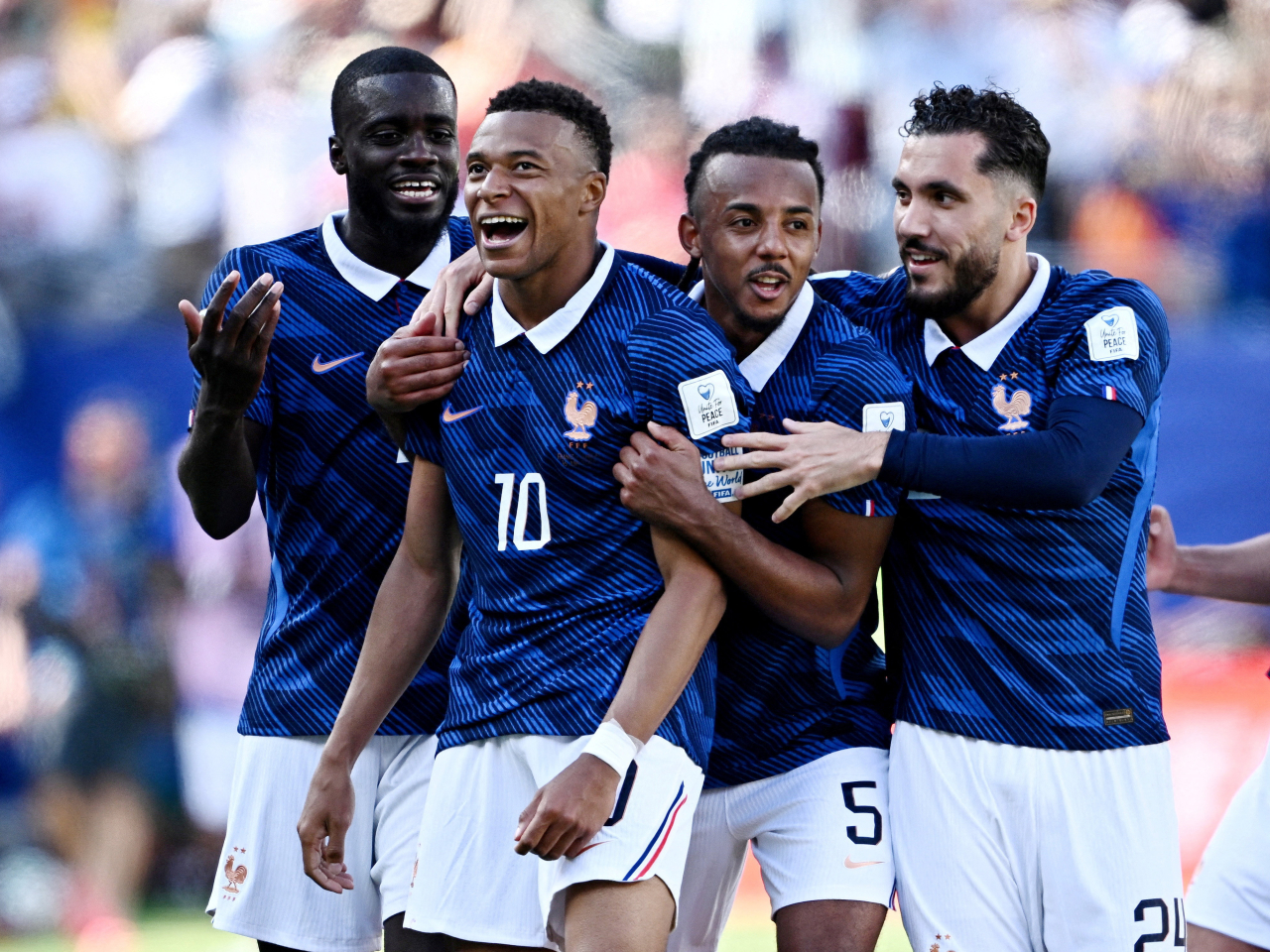 Kylian Mbappe (10) has now scored 14 career World Cup goals in his international career. Photo: Reuters