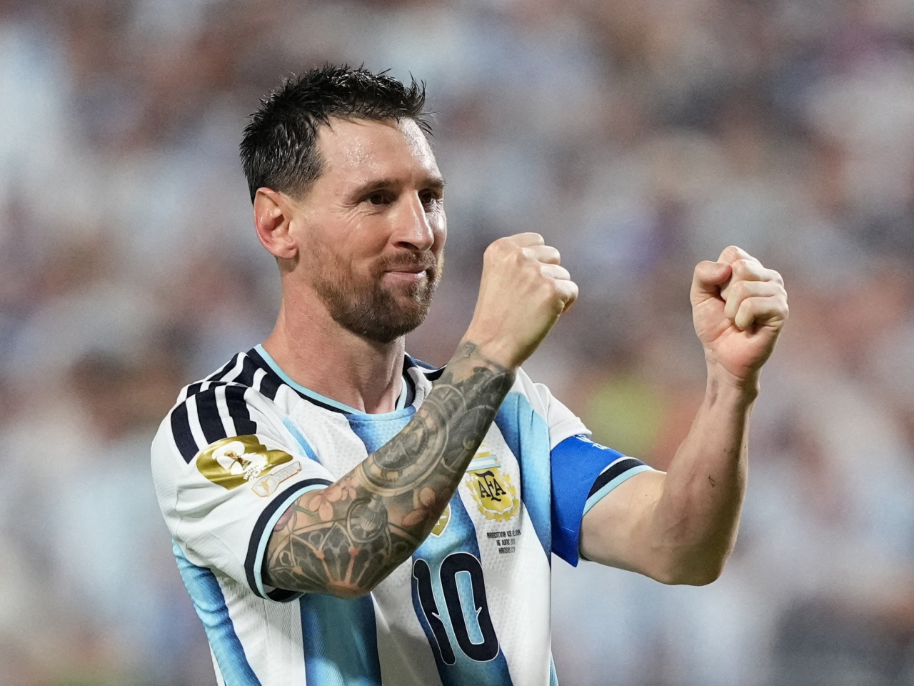 Messi's hat-trick puts him on the verge of breaking the all-time men&rsquo;s World Cup scoring record. Photo: Reuters
