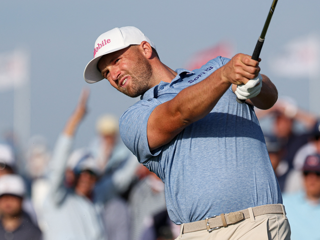 Wyndham Clark tees off during the first round of the US Open in Southampton, New York. Photo: Bill Streicher-Imagn Images/Reuters