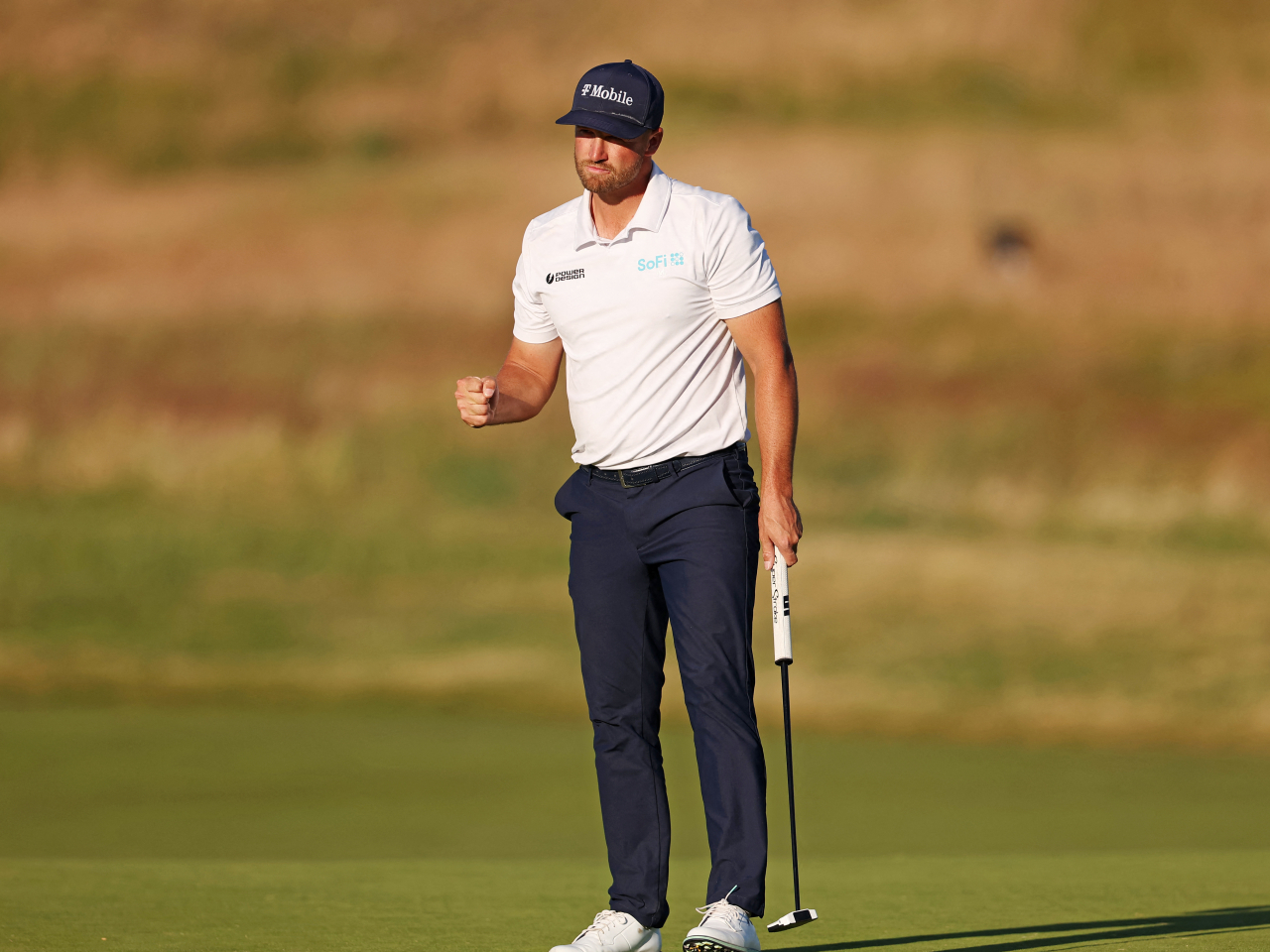 Wyndham Clark lines up his putt on the 13th hole during the third round of the US Open golf tournament at Shinnecock Hills Golf Club. Photo: Reuters