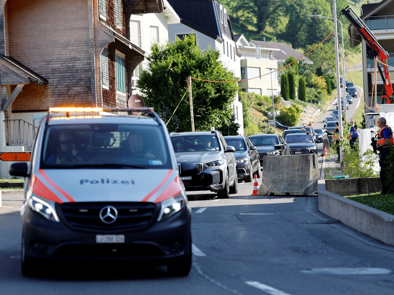 A convoy leaves the Burgenstock resort after the US and Iran conclude high-level talks in Stansstad. Photo: Reuters