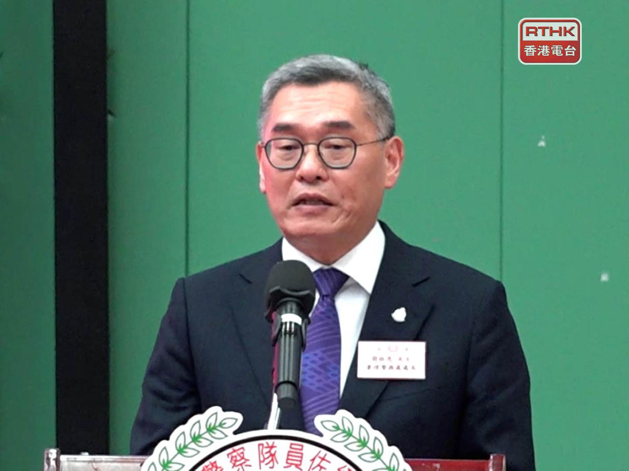 簡啟恩指，要吸納更多愛國愛港的香港青年加入警隊。（施華駿攝）