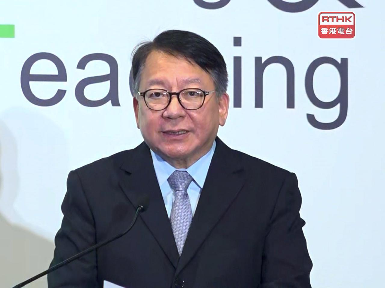 陳國基說，特區政府前年成立了教育、科技和人才委員會，當中多項建議已被納入去年的施政報告，並逐步推行。（葉美薏攝）