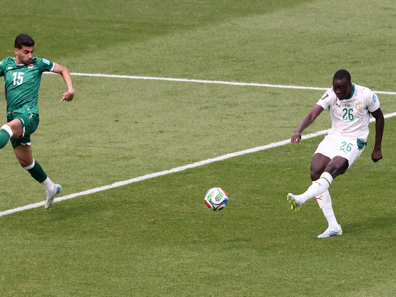 Senegal's Pape Gueye takes a shot during his team's World Cup match against Iran. Photo: Reuters
