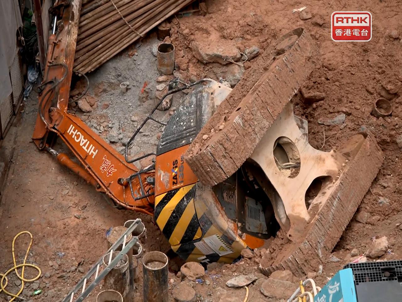 Labour Department officers arrived at the scene to investigate the fatal industrial accident. Photo: RTHK