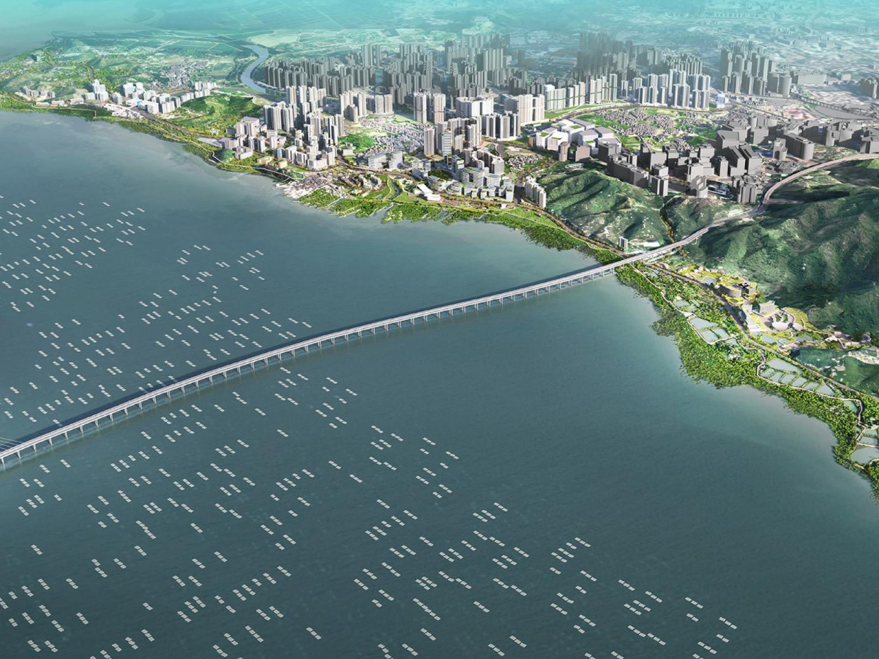 洪水橋/厦村新發展區連接未來跨境鐵路、港深西部鐵路，將接駁至深圳前海。(洪水橋/厦村網頁)