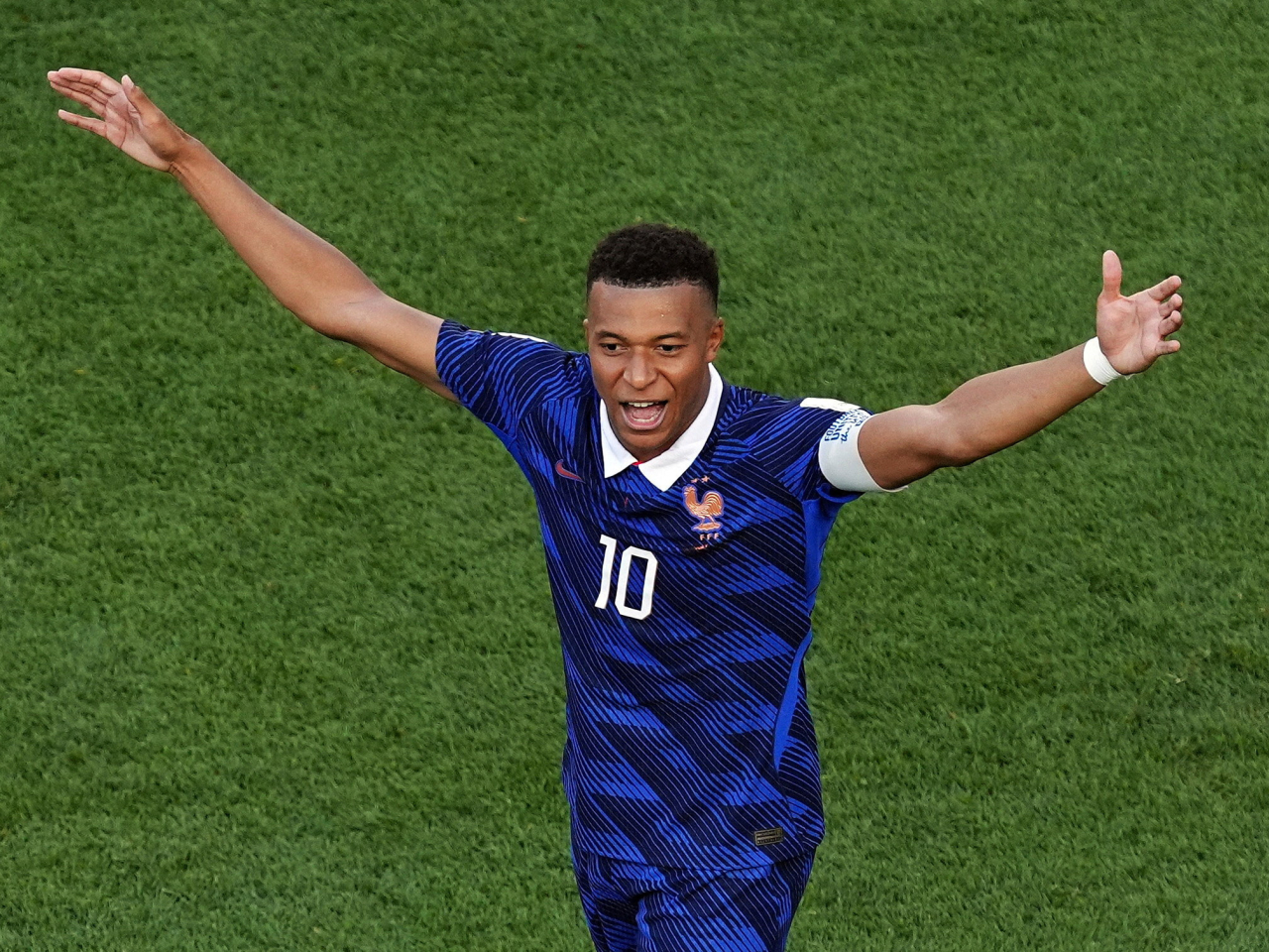 France's Kylian Mbappe celebrates after scoring. Photo: Reuters