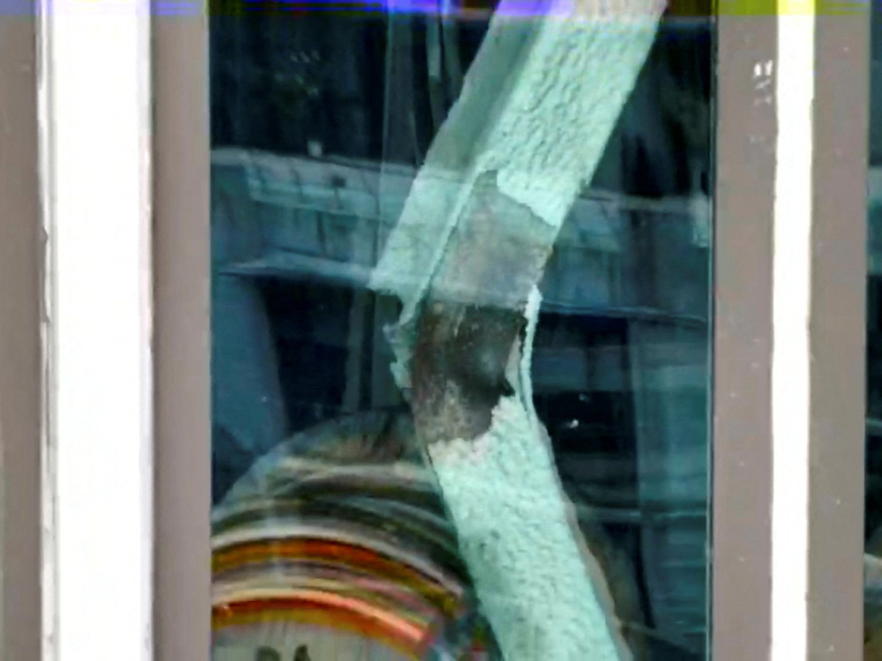 A still image from video provided by the New York City Fire Department shows one of the buckled columns that sparked an evacuation. Photo: FDNY via Reuters