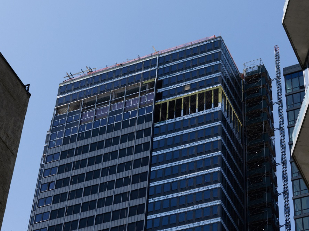 The building is undergoing a conversion from office space to apartments. Photo: Reuters