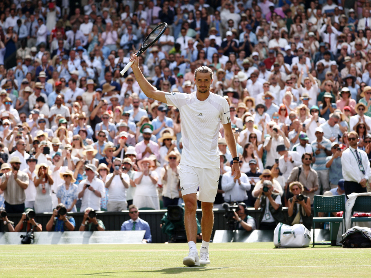 Germany's Alexander Zverev celebrates his semi final victory Britain's Arthur Fery. Photo: Reuters