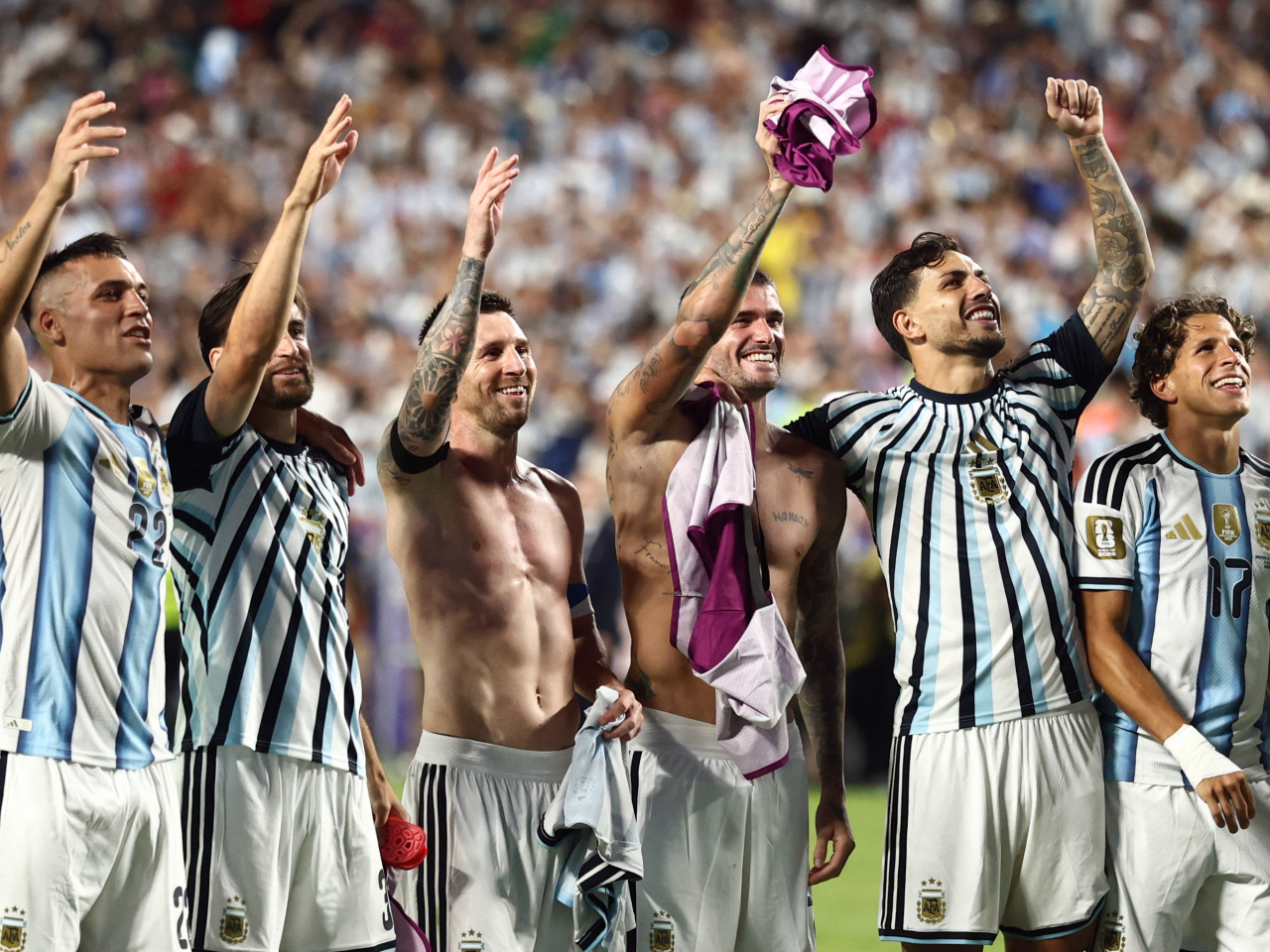 Argentina celebrate after a hard-fought victory over Switzerland in the quarters. Photo: Reuters