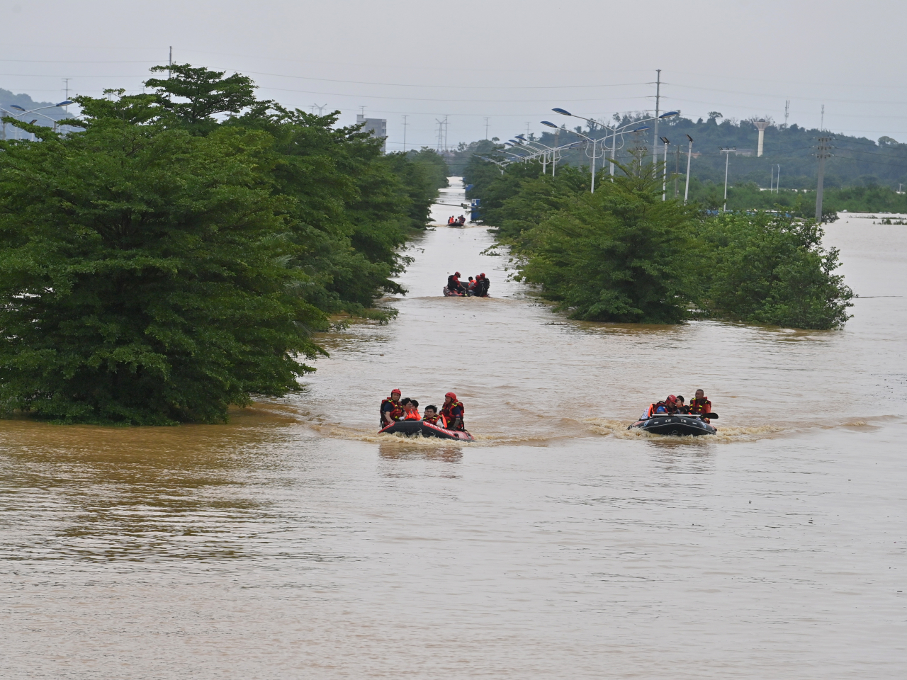 廣西多地早前受到熱帶氣旋美莎克影響，遭遇極端暴雨，引發災情。（新華社資料圖片）