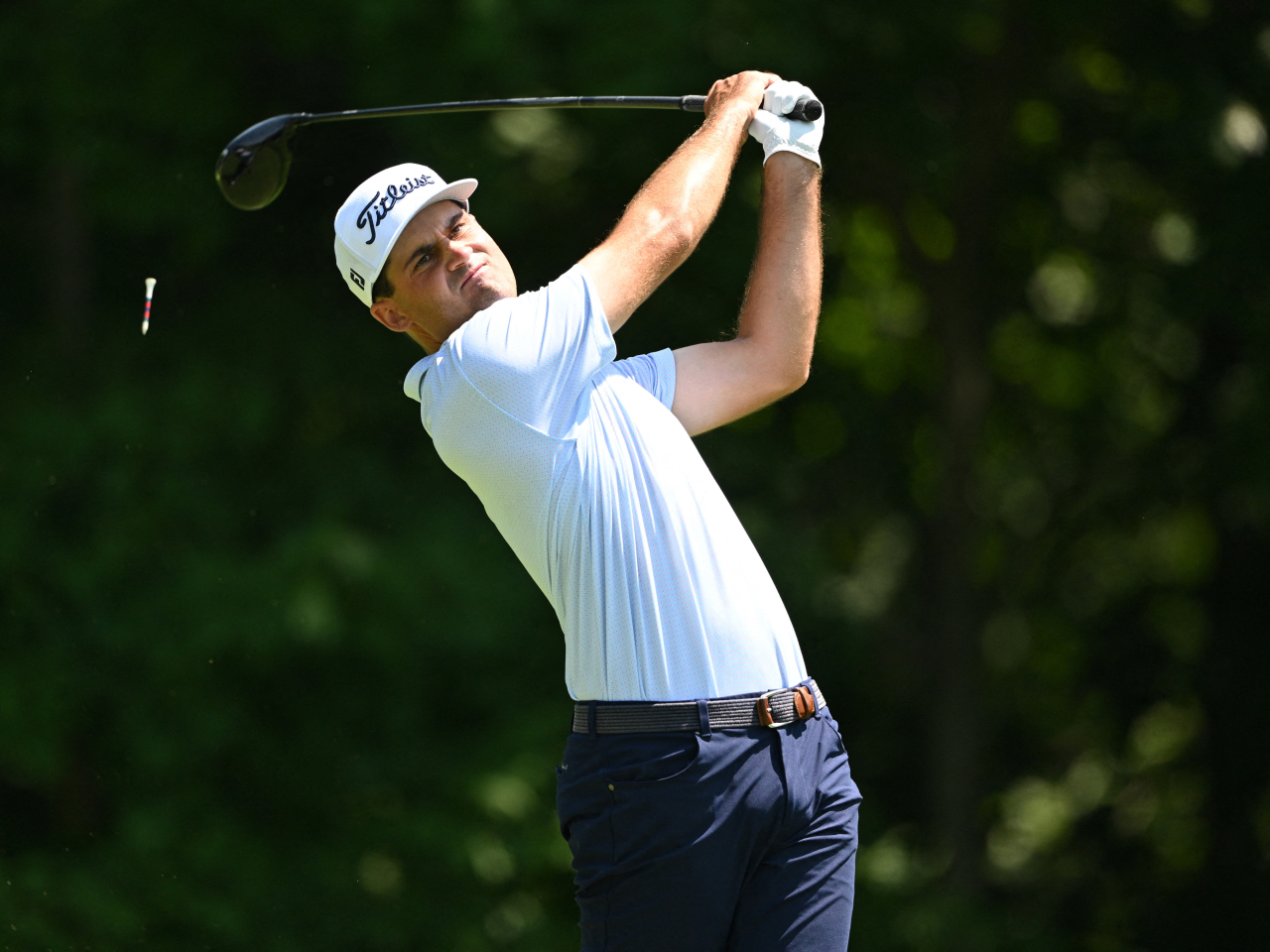 The Florida native carded a five-under-par 65 to take an early solo lead in Southport. Photo: Reuters