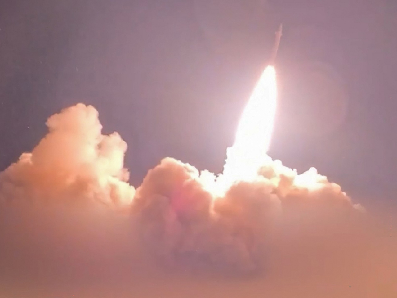 This screen grab of video released by Iran's Revolutionary Guards shows a missile being launched from an undisclosed location towards US targets in Gulf states. Image: Sepah News via AFP