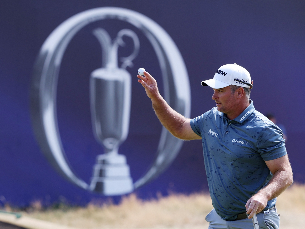 New Zealand's Ryan Fox celebrates after shooting 62 during the third round of the British Open. Photo: Reuters