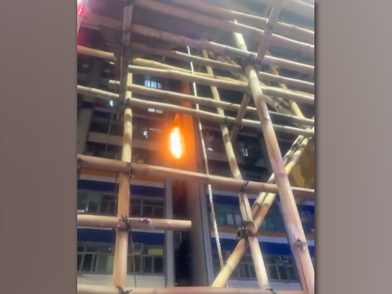 Online photo showed a fire broke out in a flat in Mong Kok.