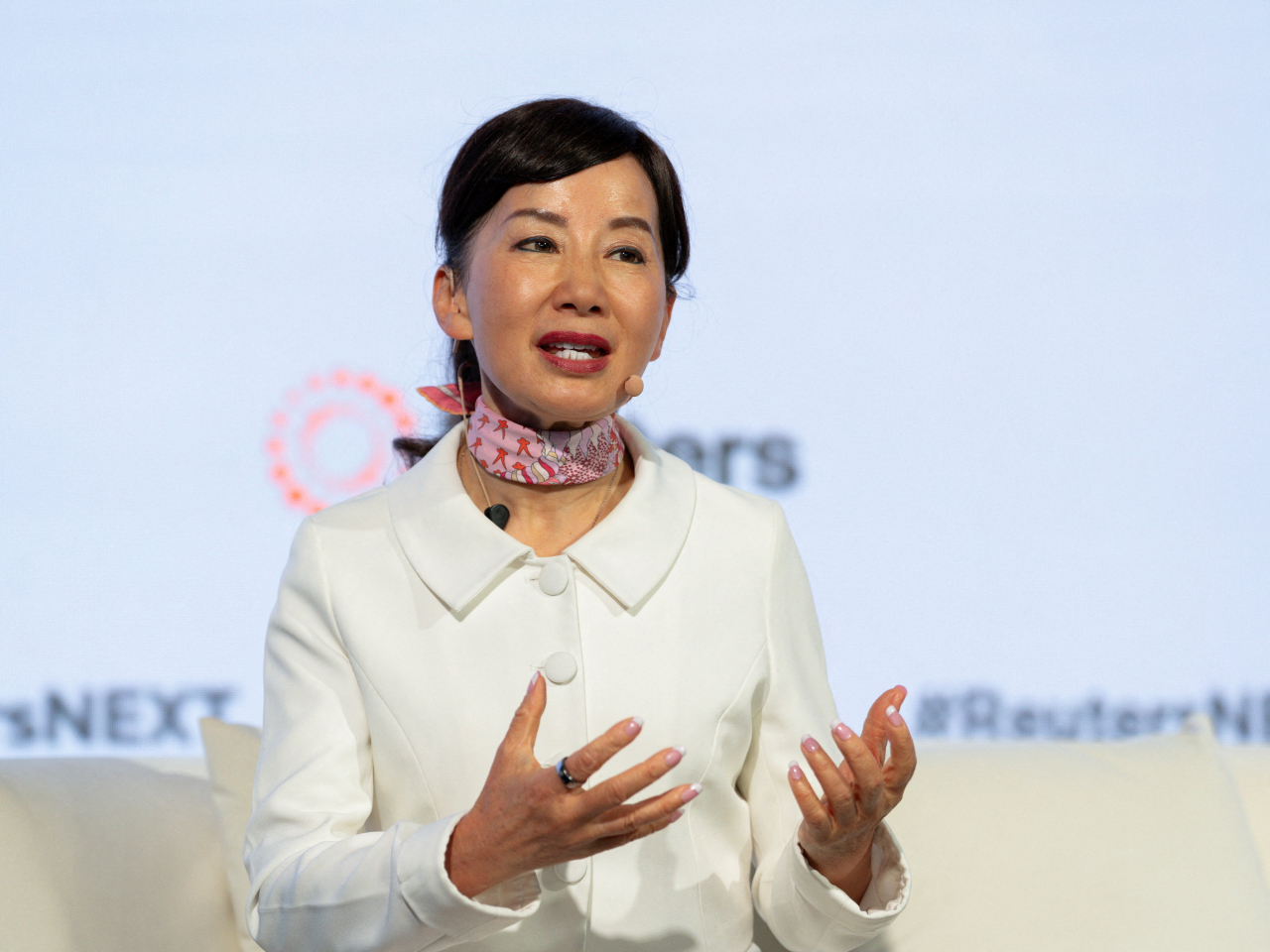 Trip.com boss Jane Sun speaking at a conference in Singapore this month. File photo: Reuters