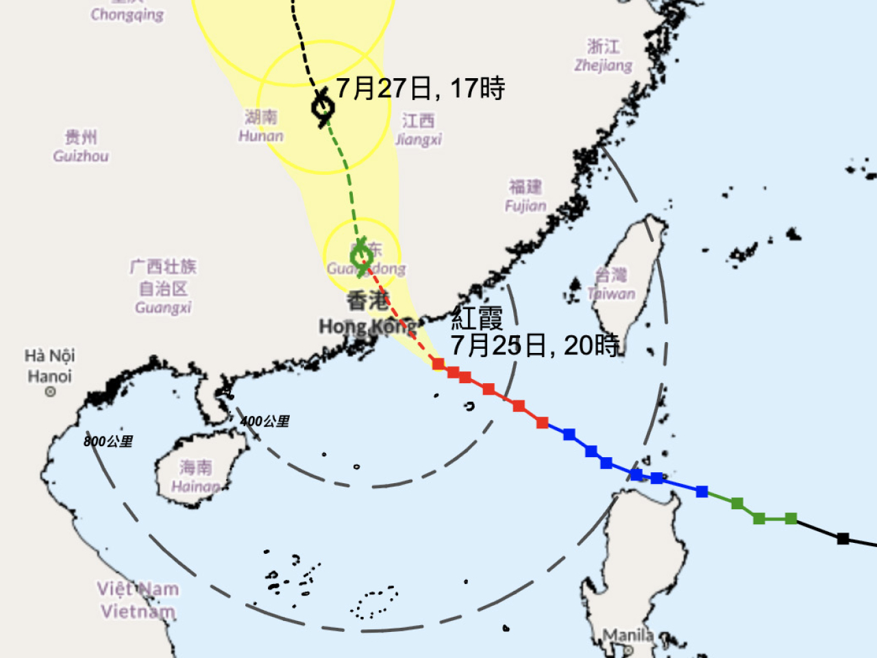 天文台預警，晚上10時10分發出八號熱帶氣旋警告信號。（天交台網頁截圖）