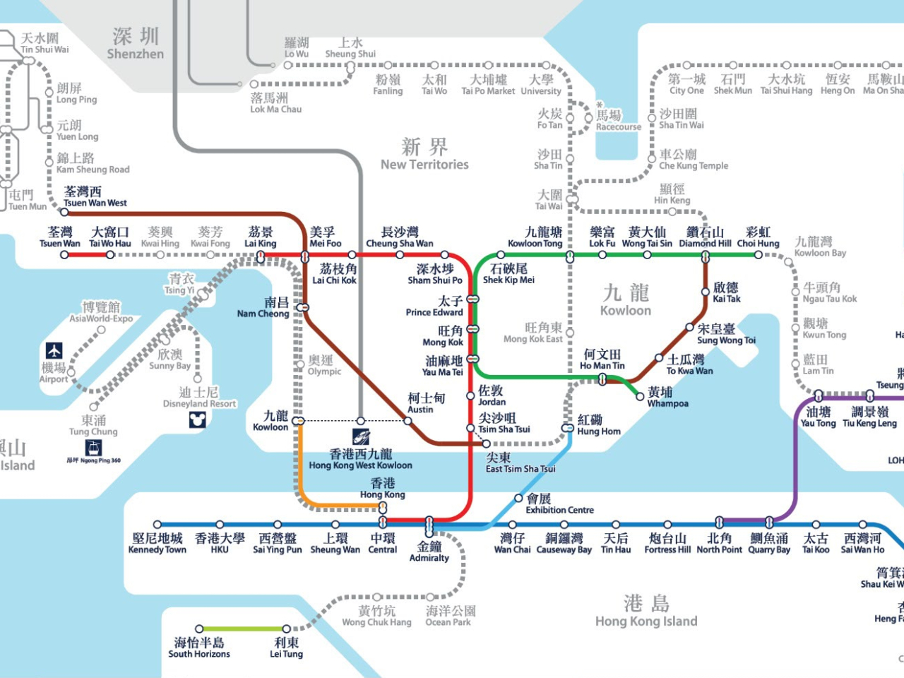 MTR trains won't run on exposed sections while the T9 signal is up, though reduced services will be offered within the tunnelled stretches of major lines. Graphic courtesy of MTR Corporation