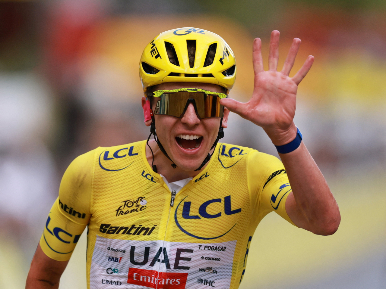Pogacar joins some of the biggest names in competitive cycling with five total Tour de France victories. Photo: Reuters