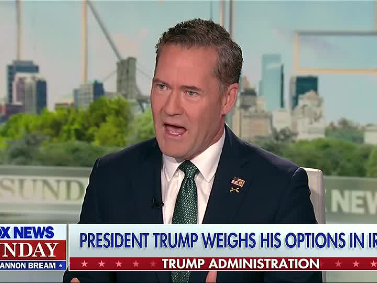 The US ambassador to the United Nations, Mike Waltz said the missiles have stopped for now as US President Donald Trump was "giving talks some space". Screengrab: Fox News via Reuters