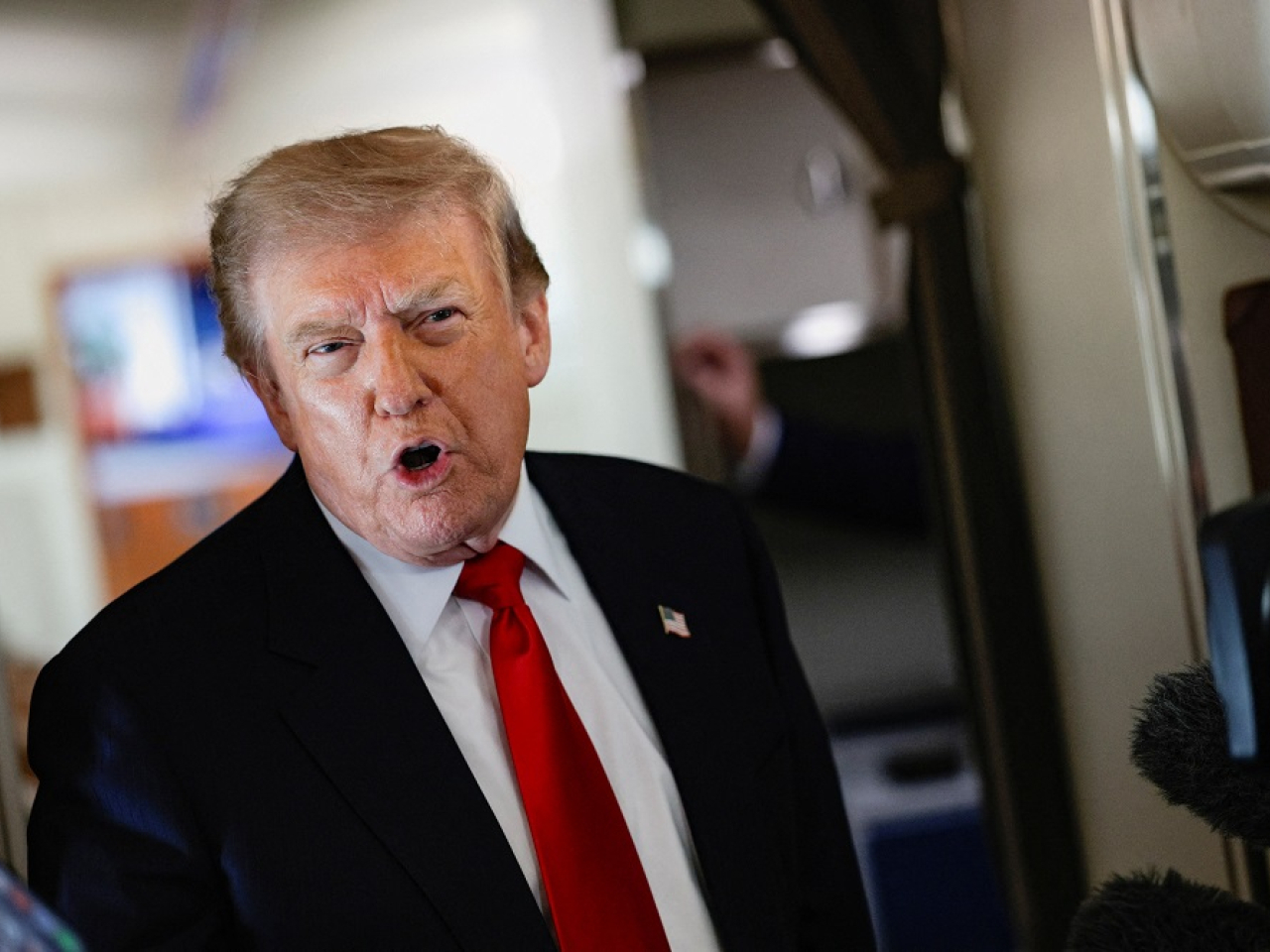 Speaking on board Air Force One, US President Donald Trump dismissed suggestions that the US was running low on ammunition. Photo: Reuters