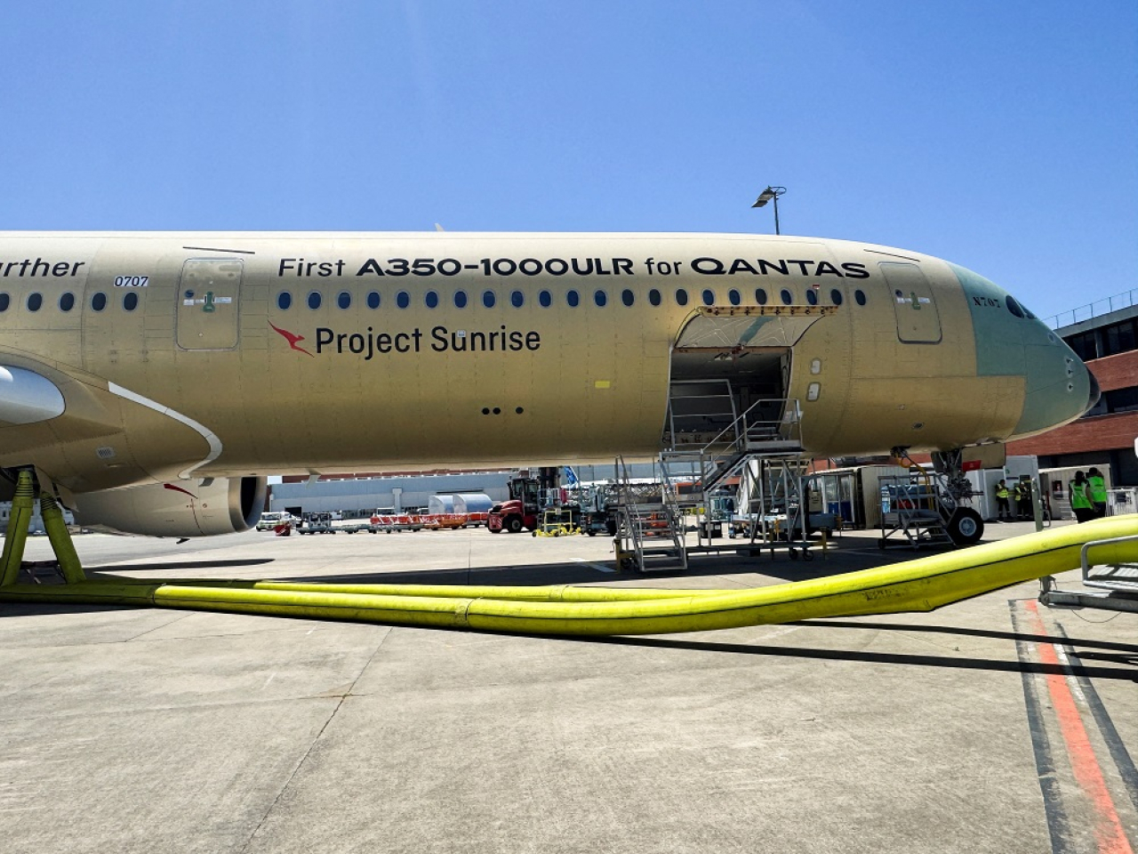 The specially adapted A350-1000ULR airliner is due to debut with the Australian carrier's nonstop Sydney-London route from 2027. Photo: Reuters